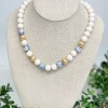Chinoiserie White & Gold Ball Bead Necklace