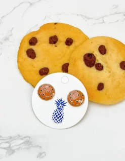Chocolate Chip Cookie Signature Enamel Stud Earrings
