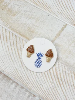 Chocolate Swirl Ice Cream Cone Signature Enamel Studs by Prep Obsessed