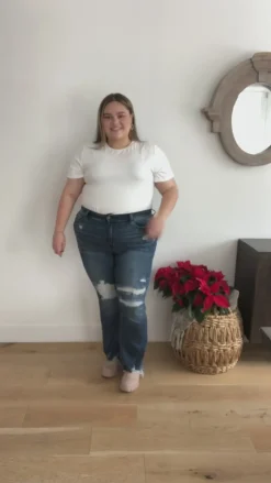 Christine High Contrast Slim Bootcut Destroyed Jeans by Judy Blue