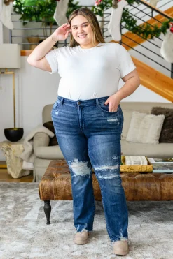 Christine High Contrast Slim Bootcut Destroyed Jeans by Judy Blue