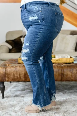 Christine High Contrast Slim Bootcut Destroyed Jeans by Judy Blue