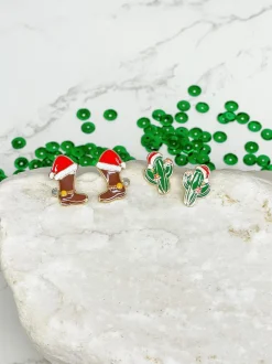 Christmas Cactus Signature Enamel Stud Earrings