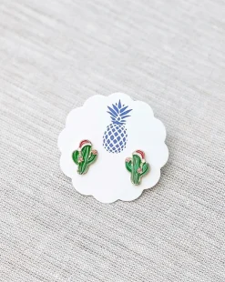 Christmas Cactus Signature Enamel Stud Earrings