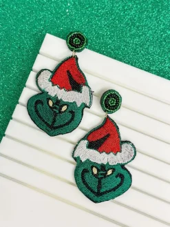 Christmas Cartoon Beaded Dangle Earrings