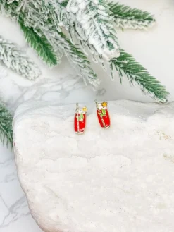 Christmas Cocktail Enamel Stud Earrings by Prep Obsessed