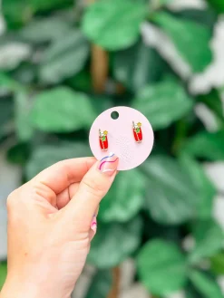 Christmas Cocktail Enamel Stud Earrings by Prep Obsessed