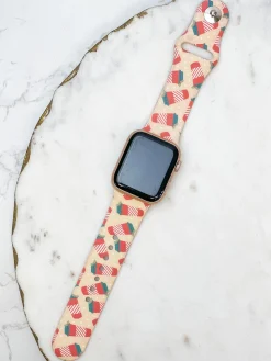 Christmas Coffee Cup Printed Silicone Smart Watch Band