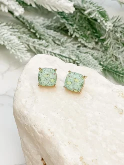 Christmas Dinosaur Printed Stud Earrings