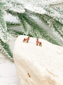 Christmas Doberman Signature Enamel Stud Earrings