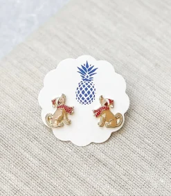 Christmas Dog Signature Enamel Stud Earrings
