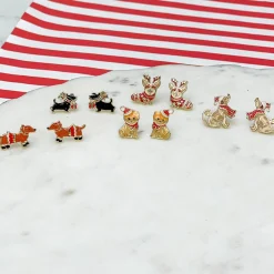 Christmas Dog Signature Enamel Stud Earrings