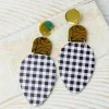 Christmas Light Dangle Earrings - Black Buffalo Check