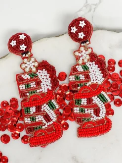 Christmas 'Mama' Beaded Dangle Earrings