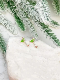 Christmas Martini Enamel Stud Earrings by Prep Obsessed