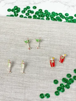 Christmas Martini Enamel Stud Earrings by Prep Obsessed