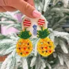 Christmas Pineapple Beaded Dangle Earrings