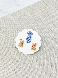 Christmas Pomeranian Signature Enamel Stud Earrings