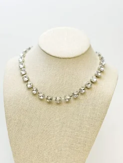 Chunky Glass Stone Necklace - Crystal