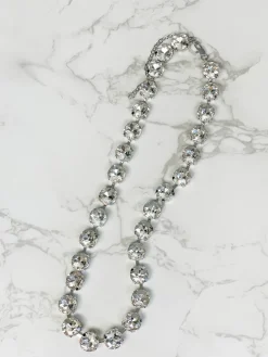 Chunky Glass Stone Necklace - Crystal