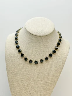 Chunky Glass Stone Necklace - Jet