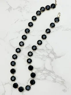 Chunky Glass Stone Necklace - Jet