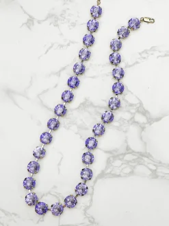 Chunky Glass Stone Necklace - Lavender