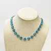 Chunky Glass Stone Necklace - Aqua