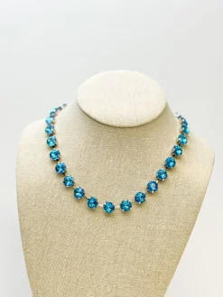 Chunky Glass Stone Necklace - Aqua