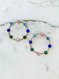 Circle Gem Stud Earrings