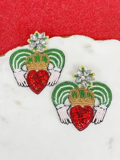 Claddagh Beaded Dangle Earrings