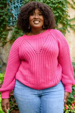 Claim The Stage Knit Sweater In Hot Pink