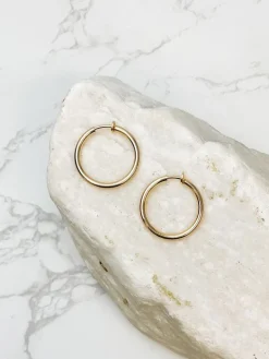 Classic Clip on Hoop Earrings - Gold