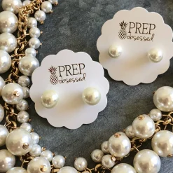 Classic Cream Pearl Stud Earrings- 2 Sizes Available