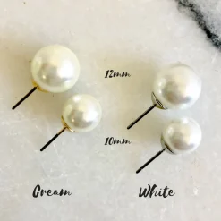 Classic Cream Pearl Stud Earrings- 2 Sizes Available
