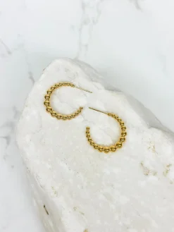 Classic Gold Ball Hoop Earrings