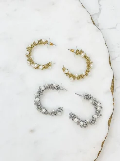 Classic Pearl Cluster Hoop Earrings - Gold