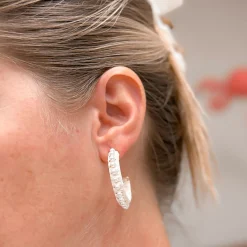 Classic Pearl Lined Hoop Earrings - Ivory