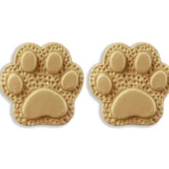 Clay Paw Print Stud Earrings - Brown