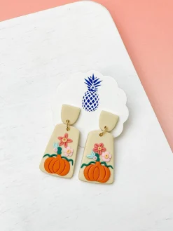 Clay Pumpkin Dangle Earrings