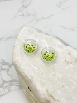 Clear Shaker Stud Earrings - Avocado