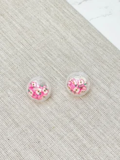 Clear Shaker Stud Earrings - Apple