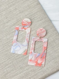 Clementine Groovy Statement Dangles - Coral