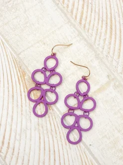 Coil Statement Dangle Earrings - Purple