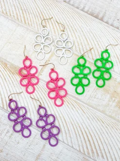 Coil Statement Dangle Earrings - Purple