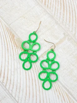 Coil Statement Dangle Earrings - Neon Green
