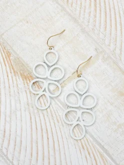 Coil Statement Dangle Earrings - White