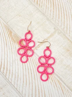 Coil Statement Dangle Earrings - Neon Pink