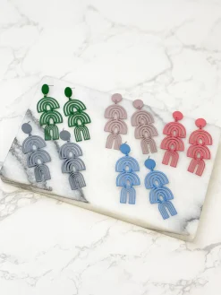 Color Coated Arch Drop Dangle Earrings - Grey