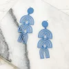 Color Coated Arch Drop Dangle Earrings - Blue